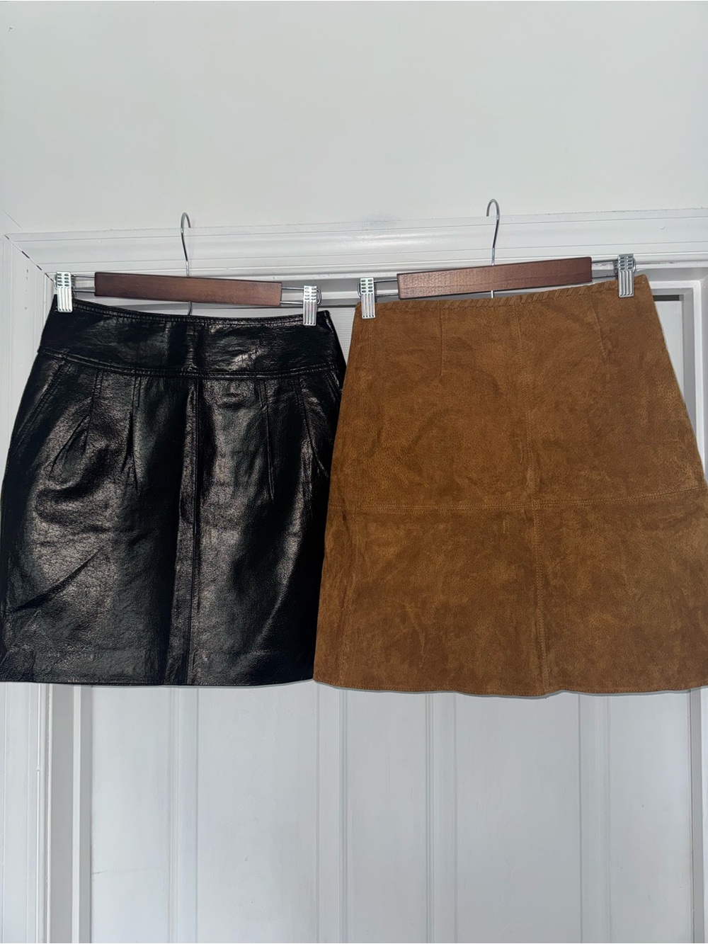 Bundle of Two Leather Mini Skirts XS 2 Zara Express Black Brown - Picture 1 of 8